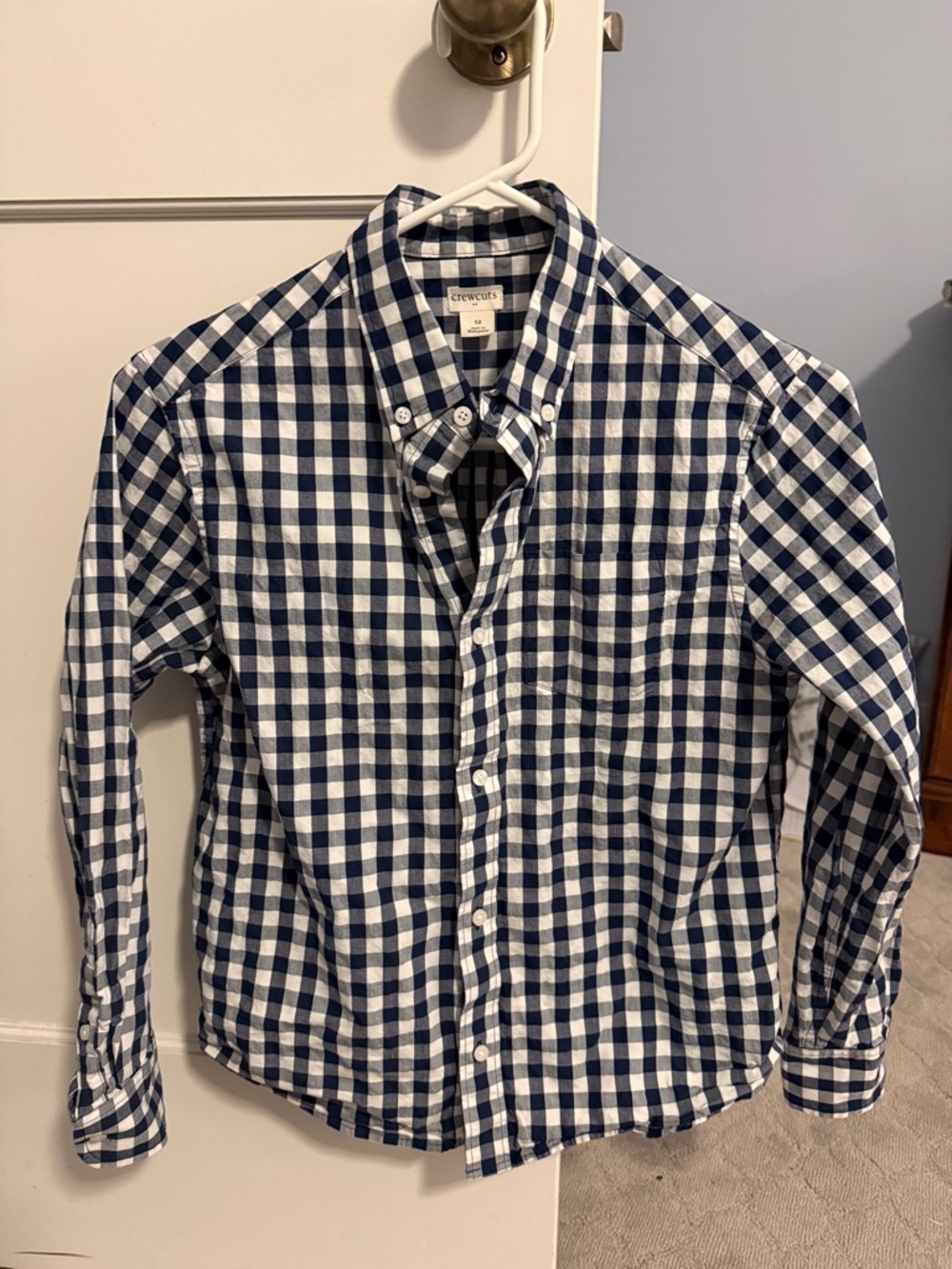 Crewcuts Navy and White Gingham Button-Down Shirt